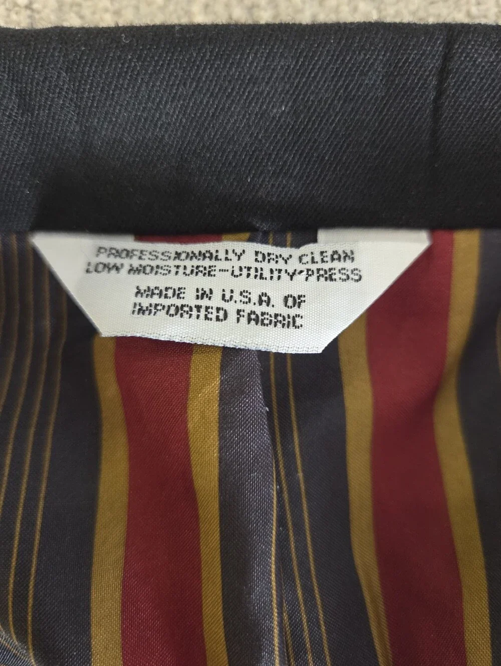 Hunting Horn J. Riggins Mens Black Wool Blazer Sport Coat 48L Striped Lining